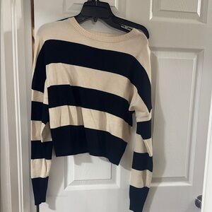 No Boundaries Black and Cream Striped Sweater